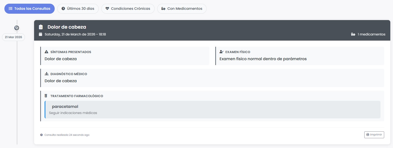 Historial clínico en ClinicLin